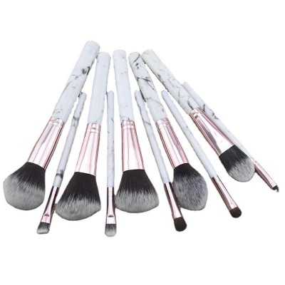 PU bucket 10pcs brushes makeup professional custom marbled beginner wholesale private label makeup brush set